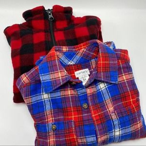 3T Flannel Buffalo check fleece pullover